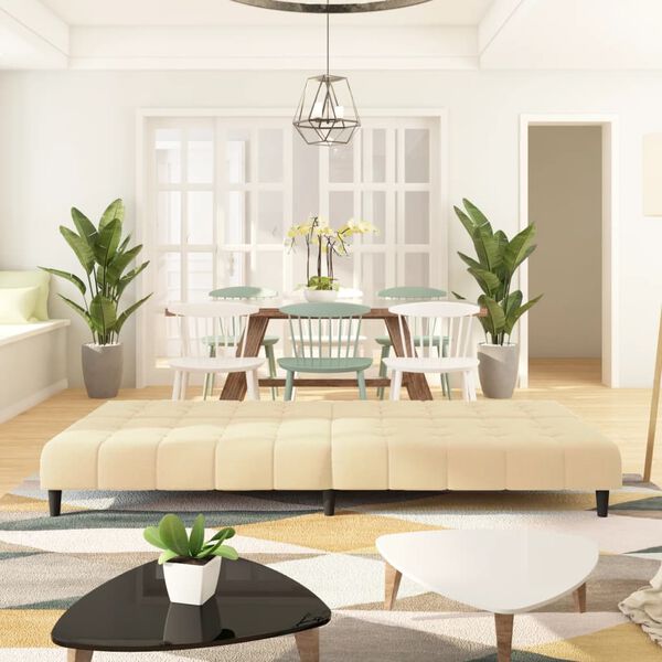 vidaXL Slaapbank 2-zits fluweel cr&egrave;mekleurig