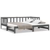 vidaXL Slaapbank uitschuifbaar massief grenenhout grijs 2x(90x190) cm