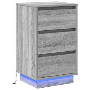 vidaXL Nachtkastje met lade Grijs 39 x 34,5 x 65 cm Bewerkt hout
