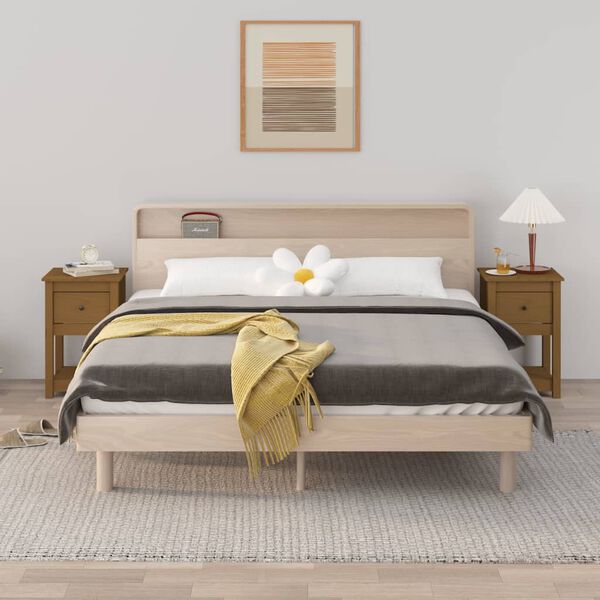 vidaXL Nachtkastjes 2 st 40x35x61,5 cm massief grenenhout honingbruin