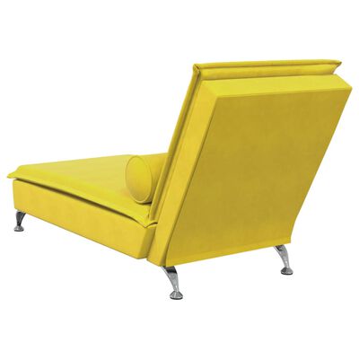 vidaXL Massage chaise longue met bolster fluweel geel