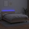 vidaXL Boxspring met matras en LED kunstleer cappuccinokleur 140x190cm