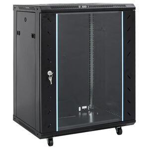 vidaXL Netwerk kabinet met opslag Zwart 60 x 60 x 80 cm Staal