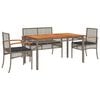 vidaXL 5-delige Tuinset met kussens poly rattan grijs
