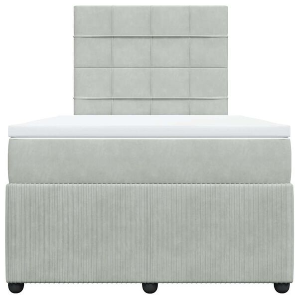 vidaXL Boxspring met matras fluweel lichtgrijs 120x190 cm