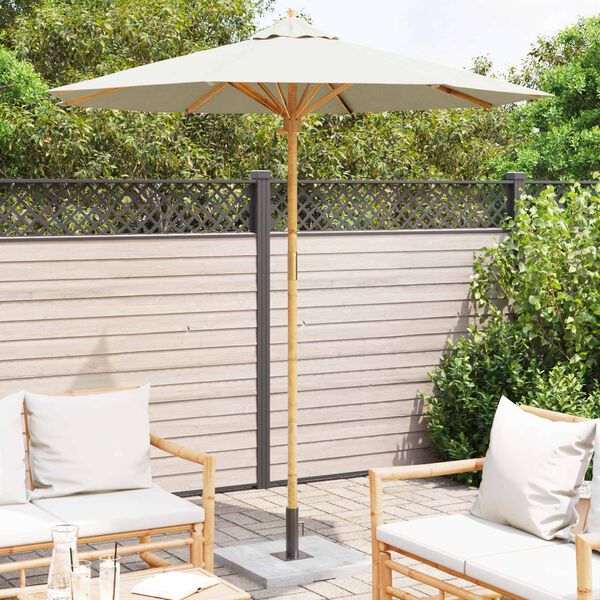 vidaXL Tuinparasol Cr&egrave;me Wit &Oslash; 270 x 260 cm Bamboe