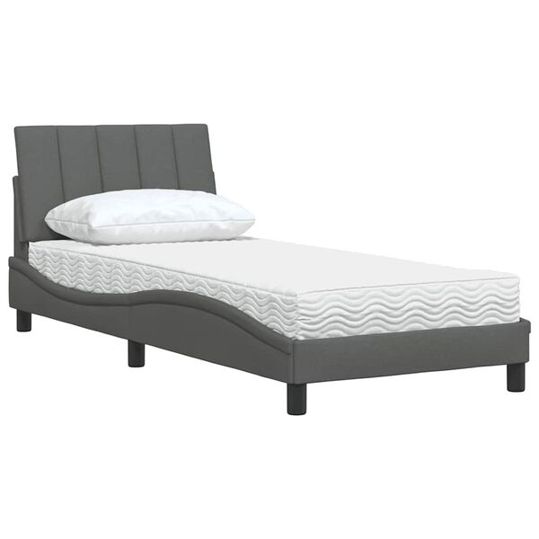 vidaXL Bed met matras "Hanko" stof donkergrijs 80x200 cm