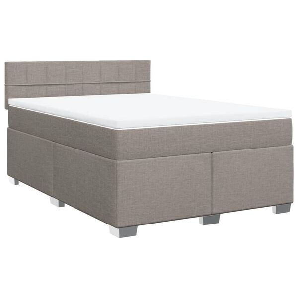 vidaXL Boxspring met matras stof taupe 140x200 cm