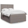 vidaXL Boxspring met matras stof taupe 140x200 cm