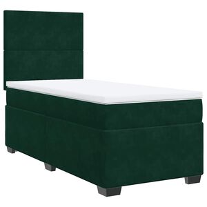 vidaXL Boxspring met matras fluweel donkergroen 80x200 cm