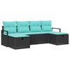 vidaXL Bankstel 6 st 6-Aantal zitplaatsen Zwart en Turquoise