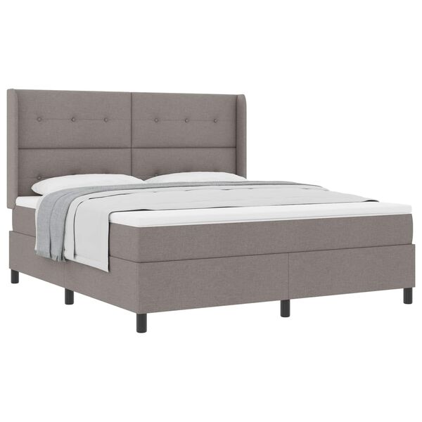 vidaXL Boxspringbed met matras met hoofdeinde Taupe 200 x 180 cm Stof