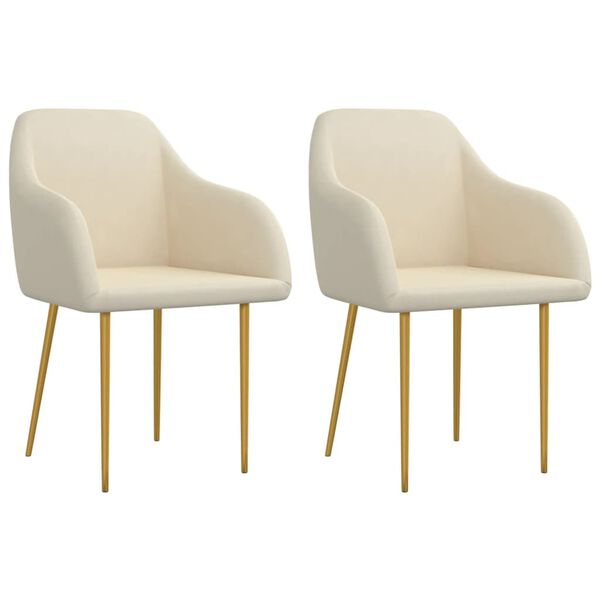 vidaXL Eetkamerstoelen 2 st fluweel cr&egrave;mekleurig