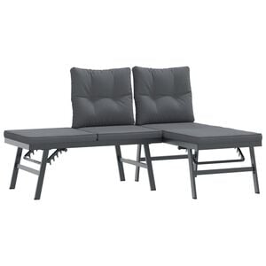 vidaXL Tuinbanken met kussens 2 st gepoedercoat staal zwart
