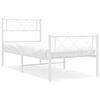 vidaXL Bedframe met hoofd- en voeteneinde metaal wit 80x200 cm