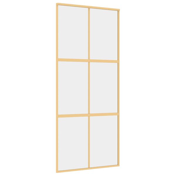 vidaXL Schuifdeur 90x205 cm helder ESG-glas en aluminium goudkleurig