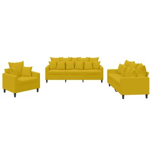 vidaXL 3-delige Loungeset met kussens fluweel geel