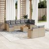 vidaXL 10-delige Loungeset met kussens poly rattan beige
