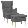 vidaXL Fauteuil met Voetenbank 2 st Donkergrijs Stof