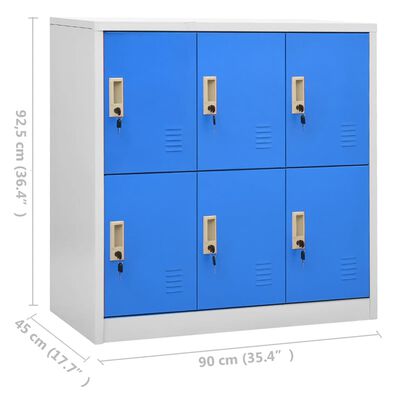 vidaXL Lockerkast 90x45x92,5 cm staal lichtgrijs en blauw