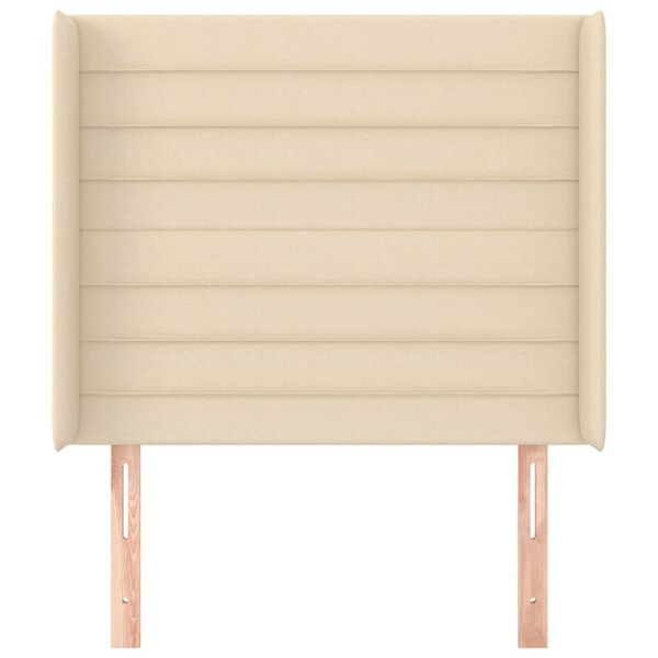 vidaXL Hoofdbord met randen 93x16x118/128 cm stof cr&egrave;mekleurig