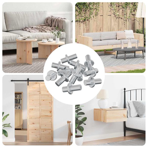 vidaXL Plankhaak Effen 12 pcs Zilver 8,6 x 8,6 x 14,6 mm Staal