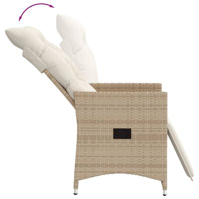 vidaXL Tuinstoel verstelbaar met kussens poly rattan beige