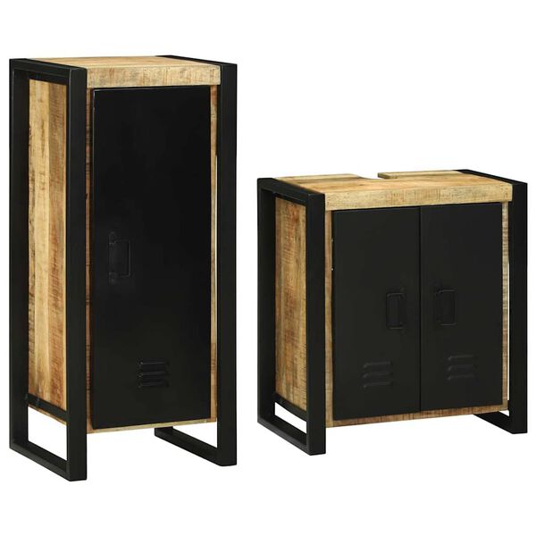 vidaXL Badkamermeubelset met plank 2 pcs Bruin Massief Mango Hout