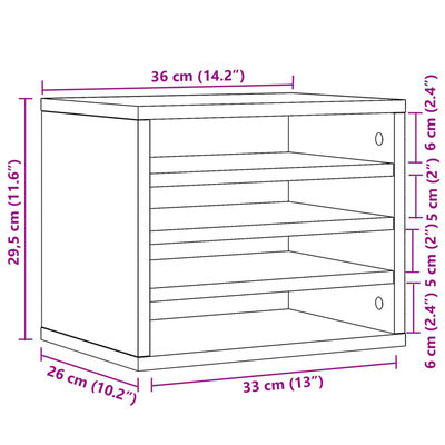 vidaXL Bureau organiser 36x26x29,5 cm bewerkt hout grijs sonoma eiken