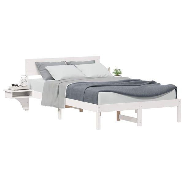 vidaXL Bedframe met hoofdeinde Wit 120 x 200 cm Massief grenenhout