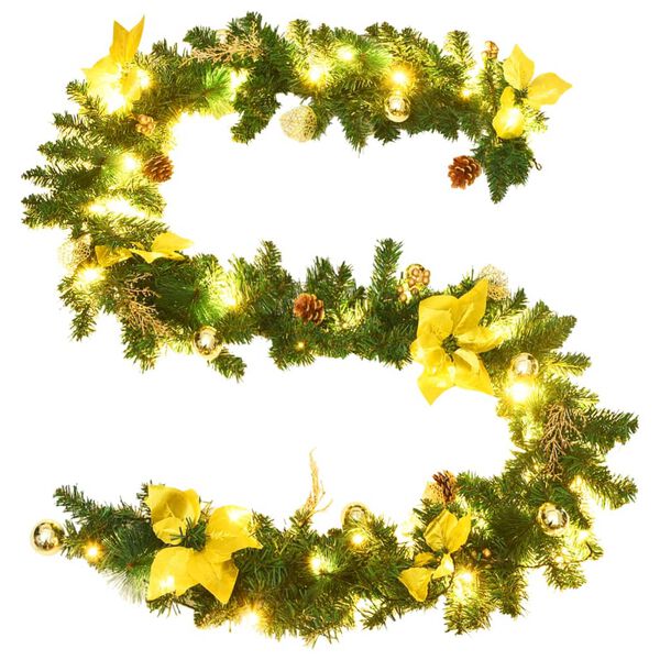 vidaXL Kerstslinger met LED-lampjes 2,7 m PVC groen