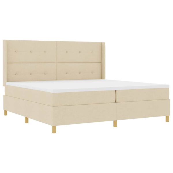 vidaXL Boxspringbed met matras met hoofdeinde Cr&egrave;me 140 x 200 cm Stof