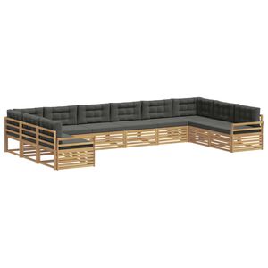 vidaXL Sofa-Sets 10 st Wit en antracietkleurig Polyester