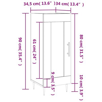 vidaXL Dressoir 34,5x34x90 cm bewerkt hout sonoma eiken