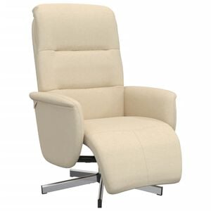 vidaXL Fauteuil verstelbaar met voetensteun stof cr&egrave;mekleurig