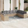 vidaXL 10-delige Loungeset met kussens poly rattan beige