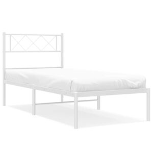 vidaXL Bedframe met hoofdbord metaal wit 100x190 cm