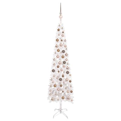 Fabrikant kralen Mechanisch vidaXL Kerstboom met LED's en kerstballen smal 150 cm wit online kopen |  vidaXL.be