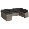 vidaXL 9-delige Loungeset met kussens poly rattan grijs