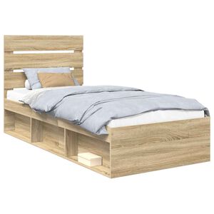 vidaXL Bedframe Sonoma Eiken 75 x 190 cm Massief grenenhout