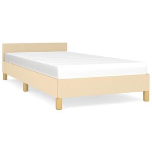 vidaXL Bedframe met hoofdeinde zonder matras 90x200 cm stof cr&egrave;me