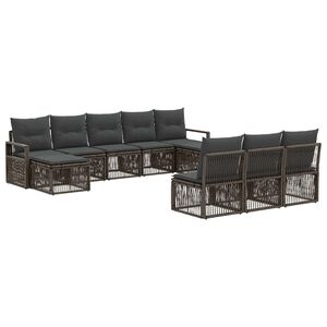 vidaXL Tuinbankenset 10 pcs Grijs poly rattan
