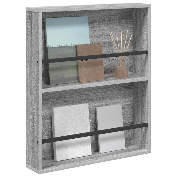 vidaXL Tijdschrift Rek Grijs Sonoma 60 x 12 x 70 cm Bewerkt hout