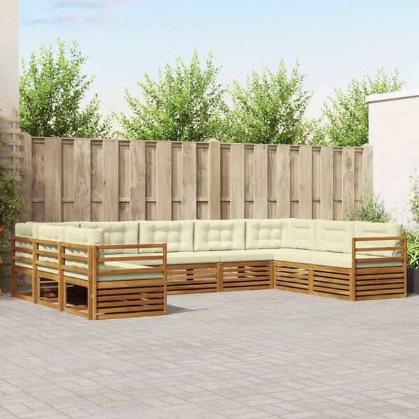 vidaXL Sofa-Sets 9 pcs Natuurlijk en Cr&egrave;me Massief Acaciahout