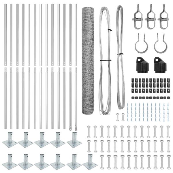 vidaXL Afrasteringspaal Zilver 25 x 0,8 m (50 mm gaas) Staal