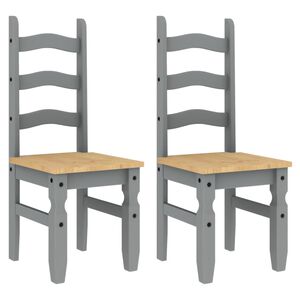 vidaXL Eetkamerstoelen 2 st Corona 42x47x107 cm grenenhout grijs