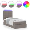vidaXL Bed poef met matras en LED's 90x200 cm stof taupe