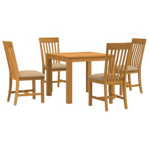vidaXL Eetkamerset 5 st Beige Massief Eikenhout
