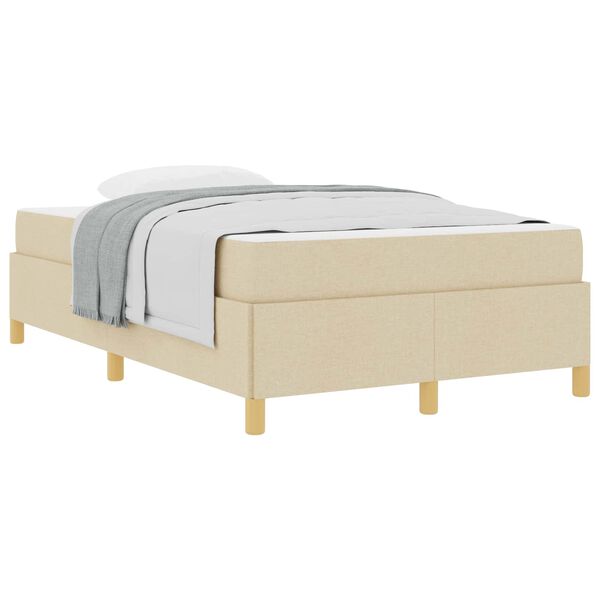 vidaXL Boxspring bed met matras Wit en Cr&egrave;me 120 x 190 cm Polyester