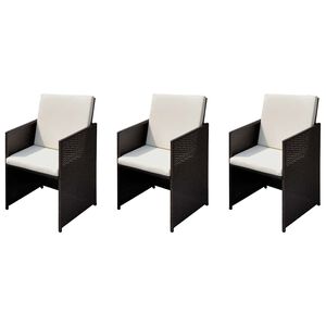 vidaXL Tuinstoelen 3 pcs Bruin 56 x 52 x 87 cm Poly riet